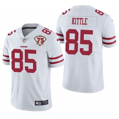 Men's San Francisco 49ers #85 George Kittle 2021 White NFL 75th Anniversary Vapor Untouchable Stitched Jersey